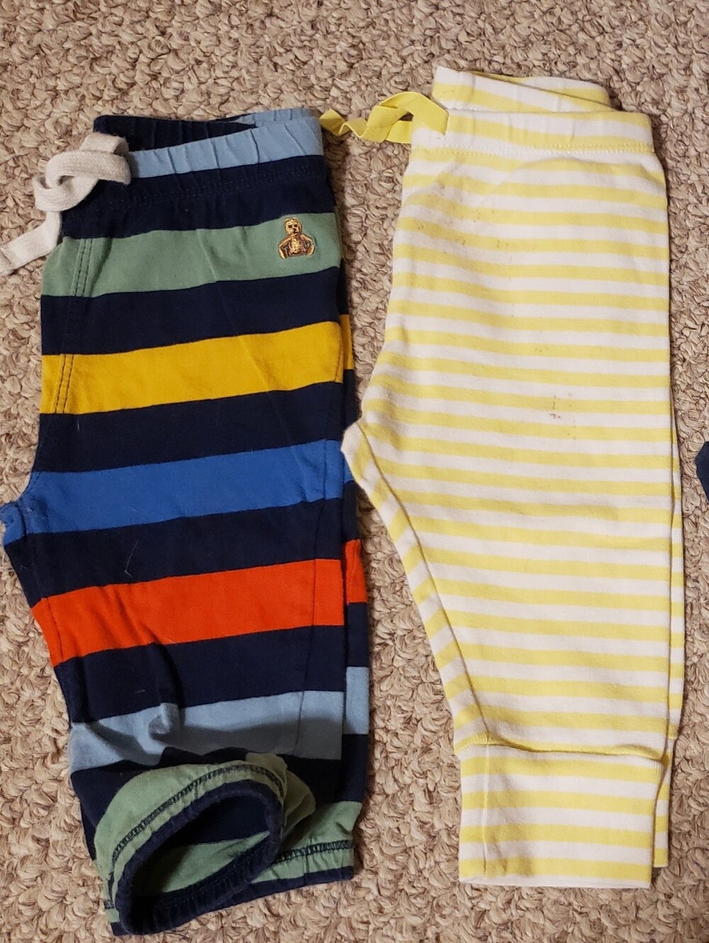 Yellow & White Striped Kids Bottoms - Baby Gap 6-12M